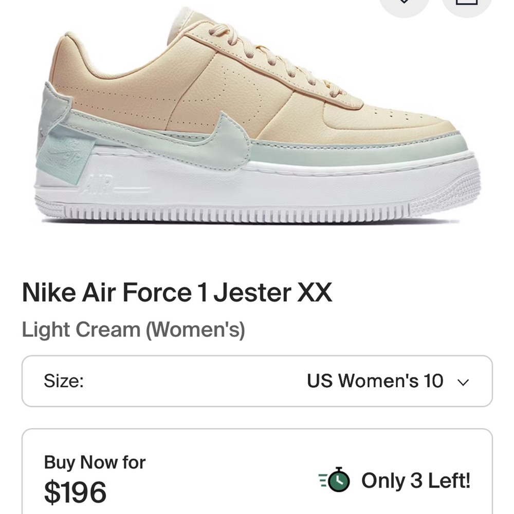 Nike Air Force 1 Jester XX Light Cream White Aqua Sneakers Women’s Size 10